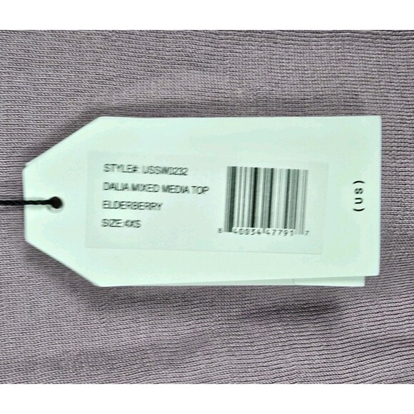 Universal Standard Dalia Mixed Media Top Merino Wool Top Elderberry 4XS (0-00) - Picture 11 of 12